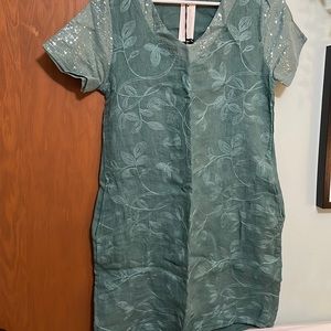 Tunic linen teal blue color
